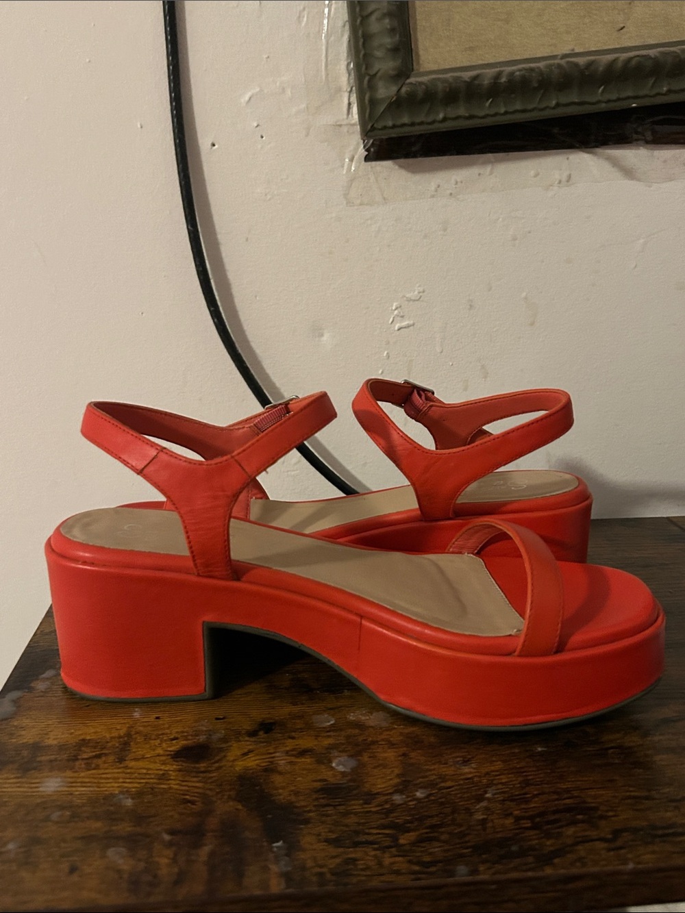 Seychelles Red Platform Ankle-Strap Sandals - Picture 5 of 6
